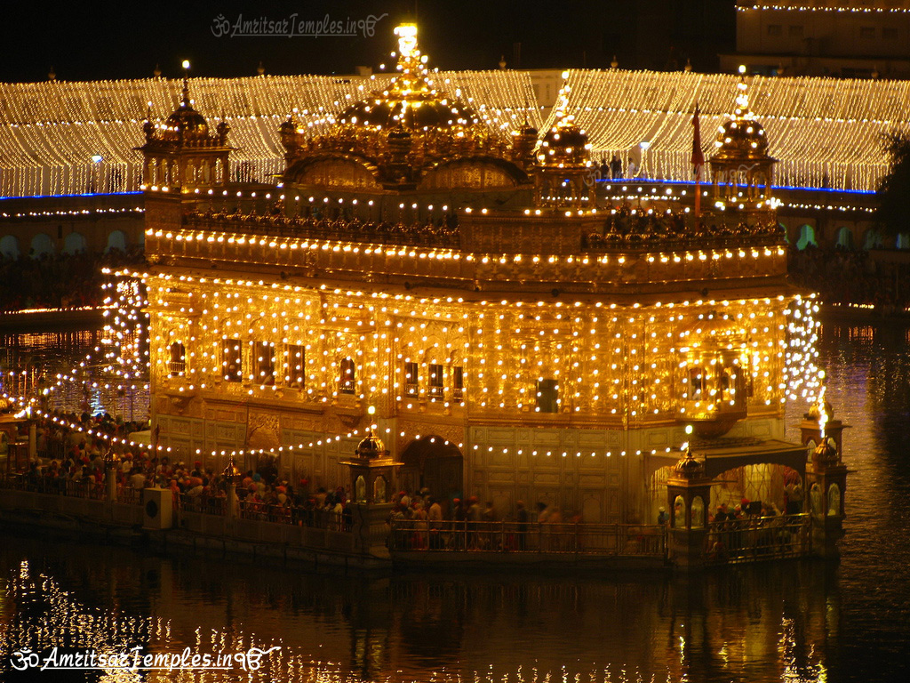 Beautiful Night view Photos of Golden Temple fully decorated with lights at  Parkash Purb Sri Guru Ram Das Ji
