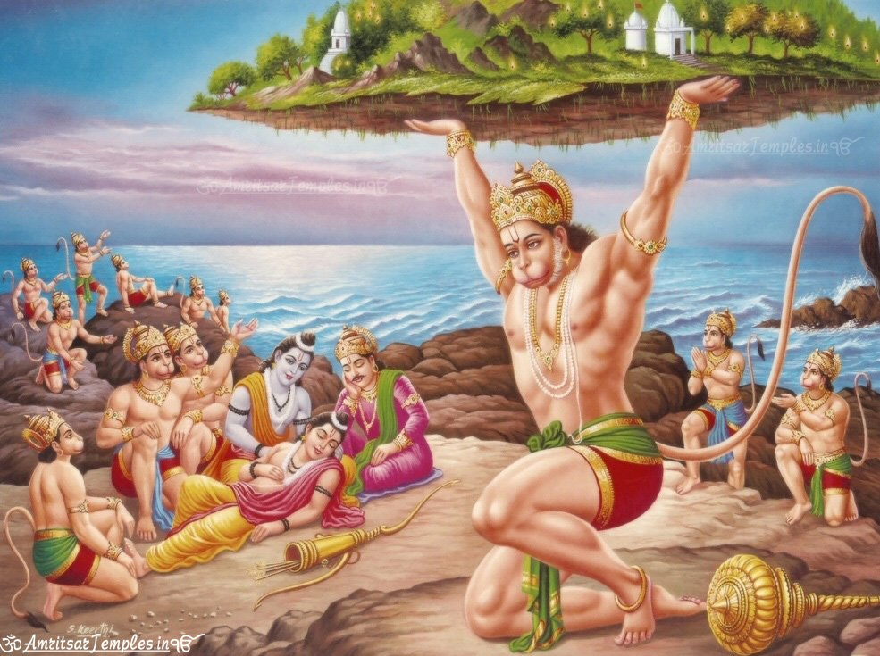 lord hanuman lifting mountain images, wallpapers pictures
