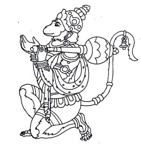 Drawing pictures of Lord Hanuman