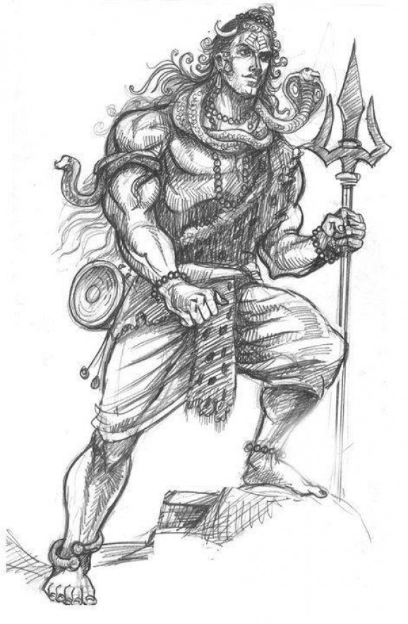 Pencil Painting Pictures of Lord Shiva